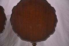 Pair of Ferguson mahogany tilt-top side tables; 55-12237+