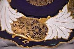 Weimar "Jutta" cobalt, white, and gold porcelain plate; 16780-002
