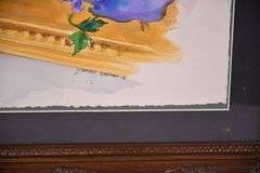 Large framed print of a floral watercolor by Nancy Cowan; 1037-1168