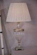 Schonbek large crystal lamp with shade and silver trim; 55-12272