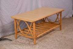 Rattan bentwood two-tier coffee table with Formica top; 1116-728