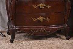 Pair of carved cherry French style 3 drawer bedside chests; 74-12878C