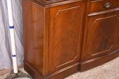 Crotch mahogany 2 part bowfront breakfront; 55-12189