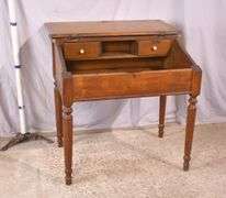 Early lift-top schoolmaster's desk with turned legs; 18308-011