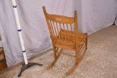 Spindle back rocker with slatted seat; 5038-008