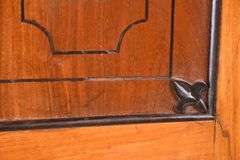 Early inlaid 2 door armoire with black trim; 55-12302