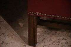 Pair of Ethan Allen red leather wingback armchairs; 74-12889