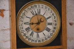 Sessions vintage calendar wall clock with oak case; 10271-065