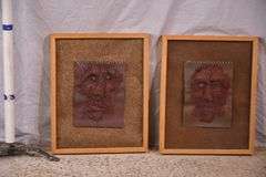 Pair of framed mixed media artworks "Man of Earth, Eyes of Stone"; 55-12218D
