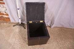 Brown synthetic leather lift top storage box/bench; 55-12267