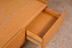 Oak 2 drawer coffee table with silver metal legs; 55-12287