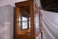 Carved oak French style 3 part buffet with beveled mirror backsplash; 55-12290