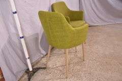 Pair of Noble House modern style green upholstered armchairs; 336-4583