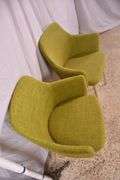 Pair of Noble House modern style green upholstered armchairs; 336-4583