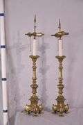Pair of tall brass lamps; 55-12345