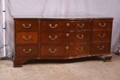 Baker inlaid mahogany 9 drawer triple dresser; 55-12266