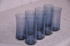 Set of 8 vintage blue glasses; 74-12903E