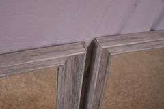 Pair of mirrors with distressed light gray frames; 336-4567