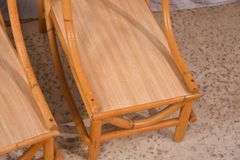 Pair of rattan bentwood two-tier step back side tables with Formica tops; 1116-729