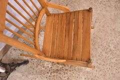 Spindle back rocker with slatted seat; 5038-008