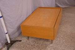 Oak 2 drawer coffee table with silver metal legs; 55-12287