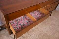 Fashion Made walnut mid-century 8 drawer double dresser; 74-12861
