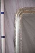 Pottery Barn large beveled mirror with silver frame; 1152-101