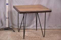 Coaster wooden top side table with black metal hairpin legs; 74-12902
