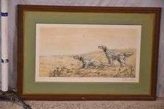 Signed limited edition framed print of pointers by Leon Danchin; 1037-1171