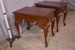 Pair of cherry single drawer end tables; 1116-743