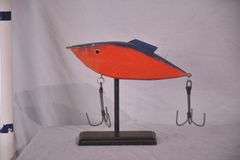 Carved wooden rattle trap sculpture; 13-205