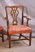 Set of 10 solid mahogany Chippendale style dining chairs; 55-12206