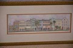 Framed sculptured watercolor print "Rainbow Row" by Patsy Gullett; 18092-025