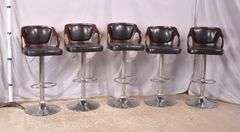 Set of 5 adjustable height chrome base bar stools; 4934-004