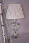 Schonbek large crystal lamp with shade and silver trim; 55-12272