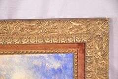 Large framed painting on canvas of a windmill; 55-12253