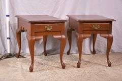 Pair of cherry single drawer end tables; 1116-743