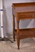 Monitor cherry two-tier single drawer side table with turned legs and columns; 55-12340