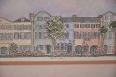 Framed sculptured watercolor print "Rainbow Row" by Patsy Gullett; 18092-025