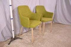 Pair of Noble House modern style green upholstered armchairs; 336-4583