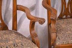 Pair of carved mahogany Chippendale style open armchairs; 1116-739