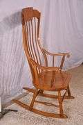 Nichols & Stone spindle back rocker with carved seat; 1152-102