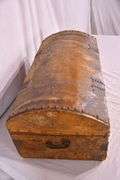Vintage hair-on-hide covered trunk; 18308-005