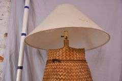Large woven lamp with shade; 55-12256A