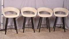 Set of 4 modern style bar chairs with white synthetic leather seats; 74-12858