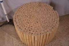 Round stick coffee table; 74-12882