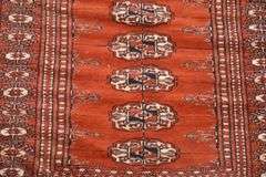 2.8'x3.10' hand knotted vintage Bokhara rug; 55-12204
