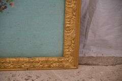 Framed floral needlepoint panel; 192-3105