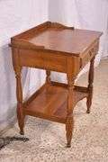 Monitor cherry two-tier single drawer side table with turned legs and columns; 55-12340