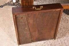 Early inlaid 2 door armoire with black trim; 55-12302